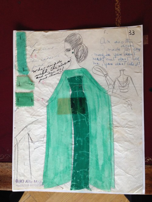 03_Bozzetto originale di BIKI (Alain Reynaud) per l'abito da concerto indossato da Maria Callas ad Amburgo il 25 ottobre 1973